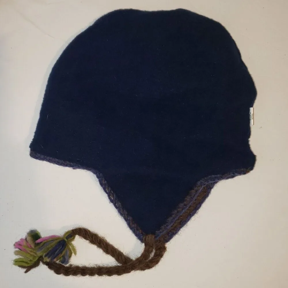 Multicolor Wool Winter Trapper Hat with Braided Tassles Unisex Made In Nepal